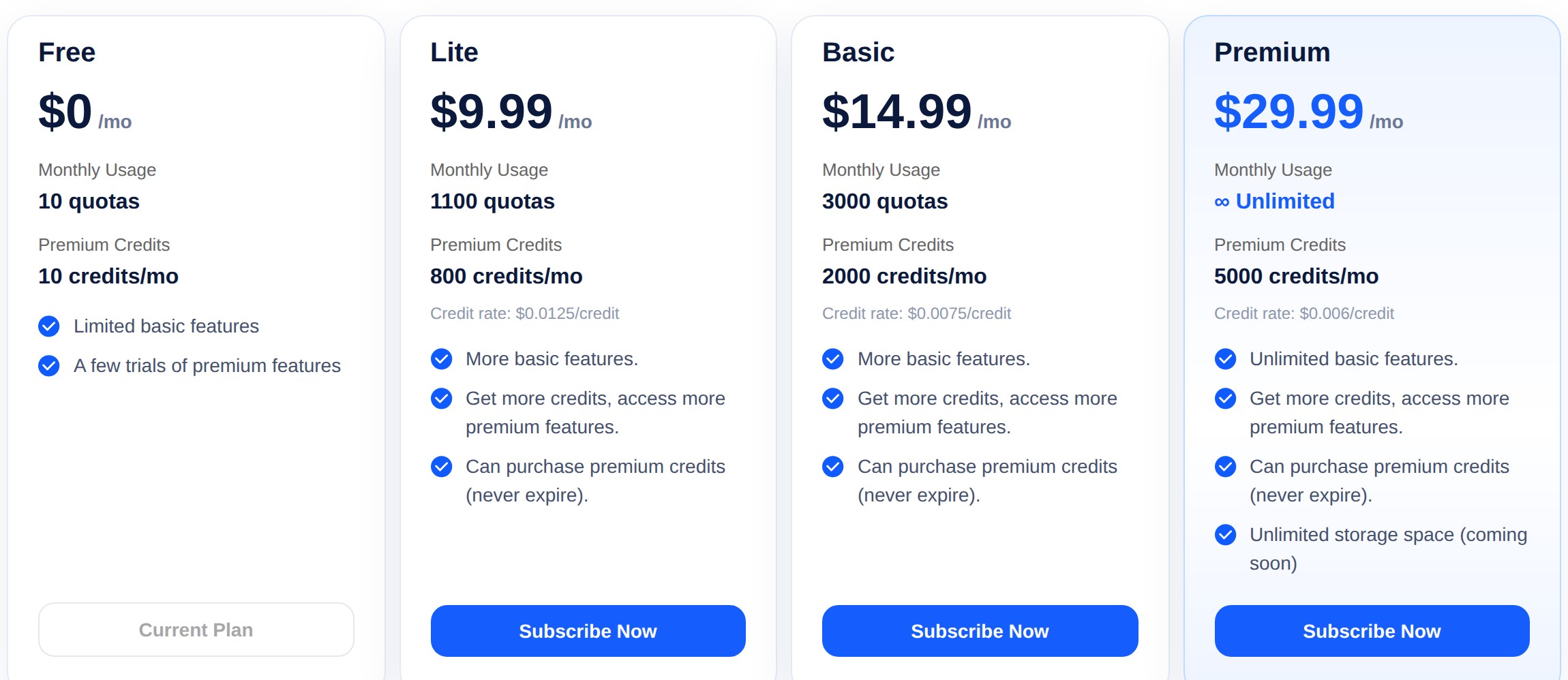 Decopy pricing plans - Free, Lite, Basic, and Premium